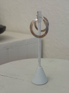 14k tri Gold Textured Hoop Earrings
